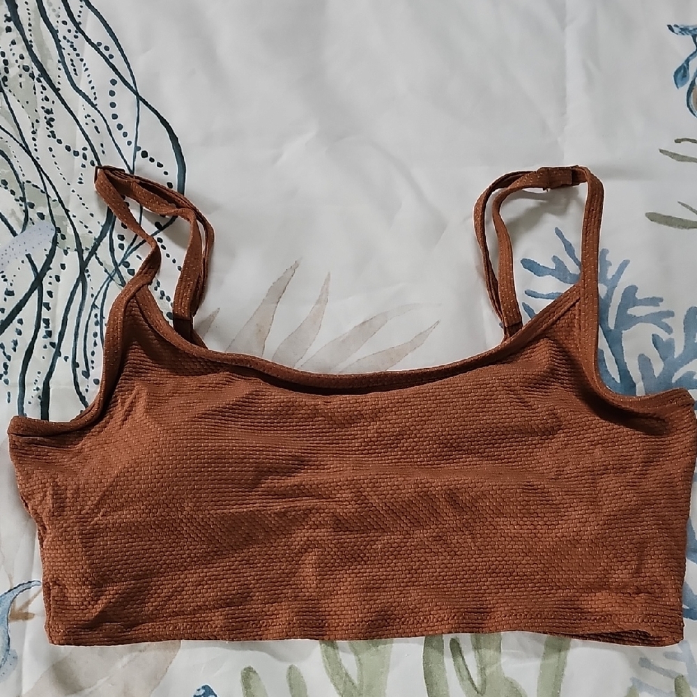 Aerie Rust Ribbed Tank/Camisole/Bikini Top, Lined, Size Small